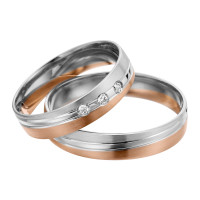 2 x Trauringe mit Diamant Bicolor 585er Gold - R9 - R146
