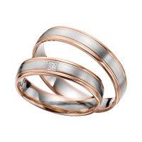 2 x Trauringe mit Diamant Bicolor 585er Gold - R9 - R148