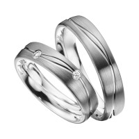 2 x Trauringe mit Diamant Palladium 585  gallery