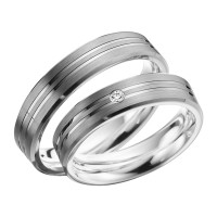 2 x Trauringe mit Diamant Palladium 585  gallery