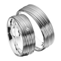 2 x Trauringe mit Diamant Palladium 585  gallery