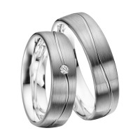 2 x Trauringe mit Diamant Palladium 585  gallery