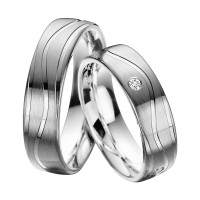 2 x Trauringe mit Diamant Palladium 585  gallery