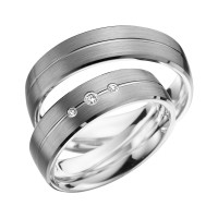 2 x Trauringe mit Diamant Palladium 585  gallery
