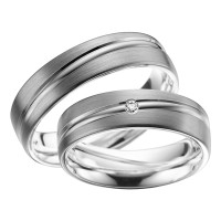 2 x Trauringe mit Diamant Palladium 585  gallery