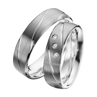 2 x Trauringe mit Diamant Palladium 585  gallery
