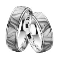 2 x Trauringe mit Diamant Palladium 585 auf Silber 925 - EC8