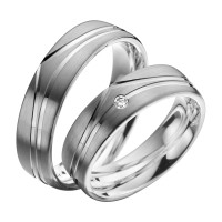 2 x Trauringe mit Diamant Palladium 585  gallery