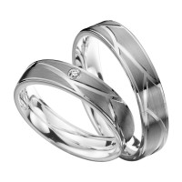 2 x Trauringe mit Diamant Palladium 585  gallery