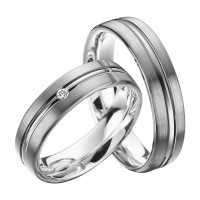 2 x Trauringe mit Diamant Palladium 585  gallery