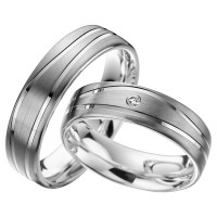 2 x Trauringe mit Diamant Palladium 585  gallery