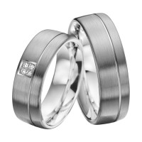 2 x Trauringe mit Diamant Palladium 585  gallery