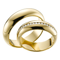 2 x Trauringe mit Diamant 585er Gold - E gallery