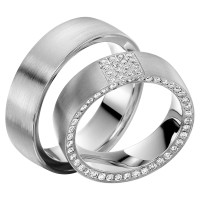 2 x Trauringe mit Diamant 585er Gold - E gallery