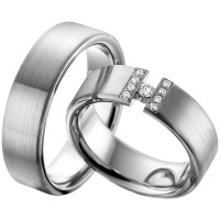2 x Trauringe mit Diamant 585er Gold - E gallery