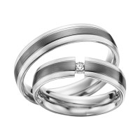 2 x Trauringe mit Diamant 585er Palladiu gallery