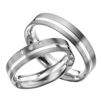 2 x Trauringe mit Diamant 585er Palladiu gallery