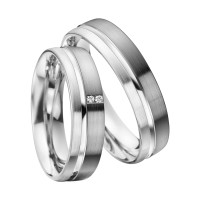 2 x Trauringe mit Diamant 585er Palladiu gallery