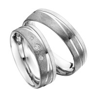 2 x Trauringe mit Diamant 585er Palladiu gallery