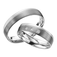 2 x Trauringe mit Diamant 585er Palladiu gallery