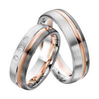 2 x Trauringe mit Diamant 585er Palladiu gallery