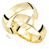 2 x Trauringe 585er Gelbgold 4 x Zirkonia Massiv inkl....
