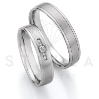 2 x Stahl Trauringe mit Diamanten zus. c gallery