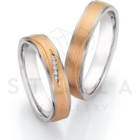 2 x Stahl/585er Gold Trauringe mit Diamanten