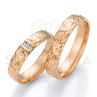 2 x 585er Gold Trauringe mit Diamanten ca. 0,045ct.  - Honey
