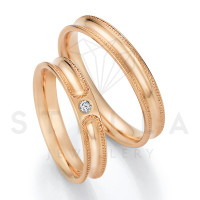 2 x 585er Gold Trauringe mit Diamant ca. gallery