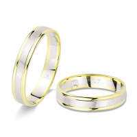 2 x 585er Gold Bicolor Trauringe Massiv  gallery