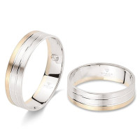 2 x 585er Gold Bicolor Trauringe Massiv Paarpreis inkl. Grav