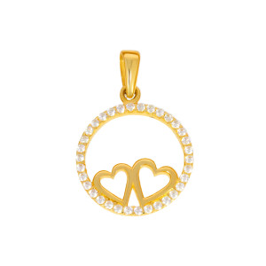 585er Gold Damen Anhänger Herz mit Zirkonia Steine Halskette 42cm Collier Kreis