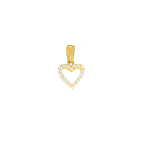 585er Gold Damen Anhänger Herz mit Zirkonia Steine Halskette 42cm Collier Kette