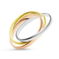 585er Gold Damen Ring Tricolor 3-reihig verschlungen Triple Weißgold Gelbgold Rotgold