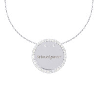585er Gold Gravierbare Halskette mit Runden Zirkonia Anh&aum