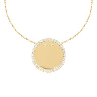 585er Collierkette mit Gravurplatte Rund Gold Kette mit Zirk