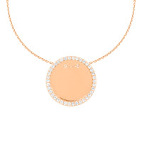 585er Collierkette mit Gravurplatte Rund Gold Kette mit Zirk
