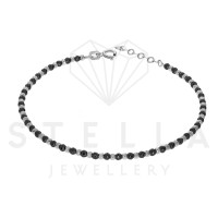 Onyx Armband mit 585er Wei&szlig;gold Kugel Armkette...