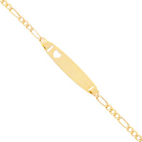 585er Gold Kinder Armband Figarokette Herz Goldarmband Baby 