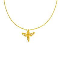 585er Gold Kette mit Engel Anh&auml;nger Zirkonia