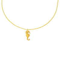 585er Gold Kette mit Seepferdchen Anhänger Zirkonia 45cm inkl. Etui Halskette Collier