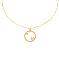 585er Gold Kette mit Kreis Anh&auml;nger Zirkonia...