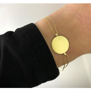 Damen Armband 585er Gelbgold Plättchen Kreis Schmuck Armkette Goldarmband