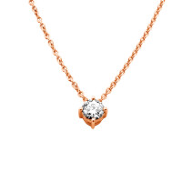 585er Gold Collier mit Diamant 0,35ct. Anhänger Solit&a