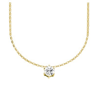 585er Gold Collier mit Diamant 0,25ct. Anh&auml;nger Kette Solit&auml;r Brillant 6er Krappe