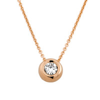 585er Gold Collier mit Diamant 0,50ct. Anhänger Kette S