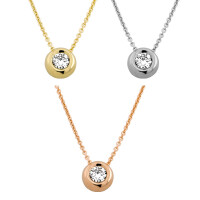 585er Gold Collier mit Diamant 0,50ct. Anhänger Kette S
