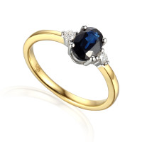 585er Gelbgold Damenring mit Saphir 0,96 productbox