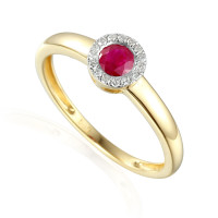 585er Gelbgold Damenring mit Rubin 0,41c gallery